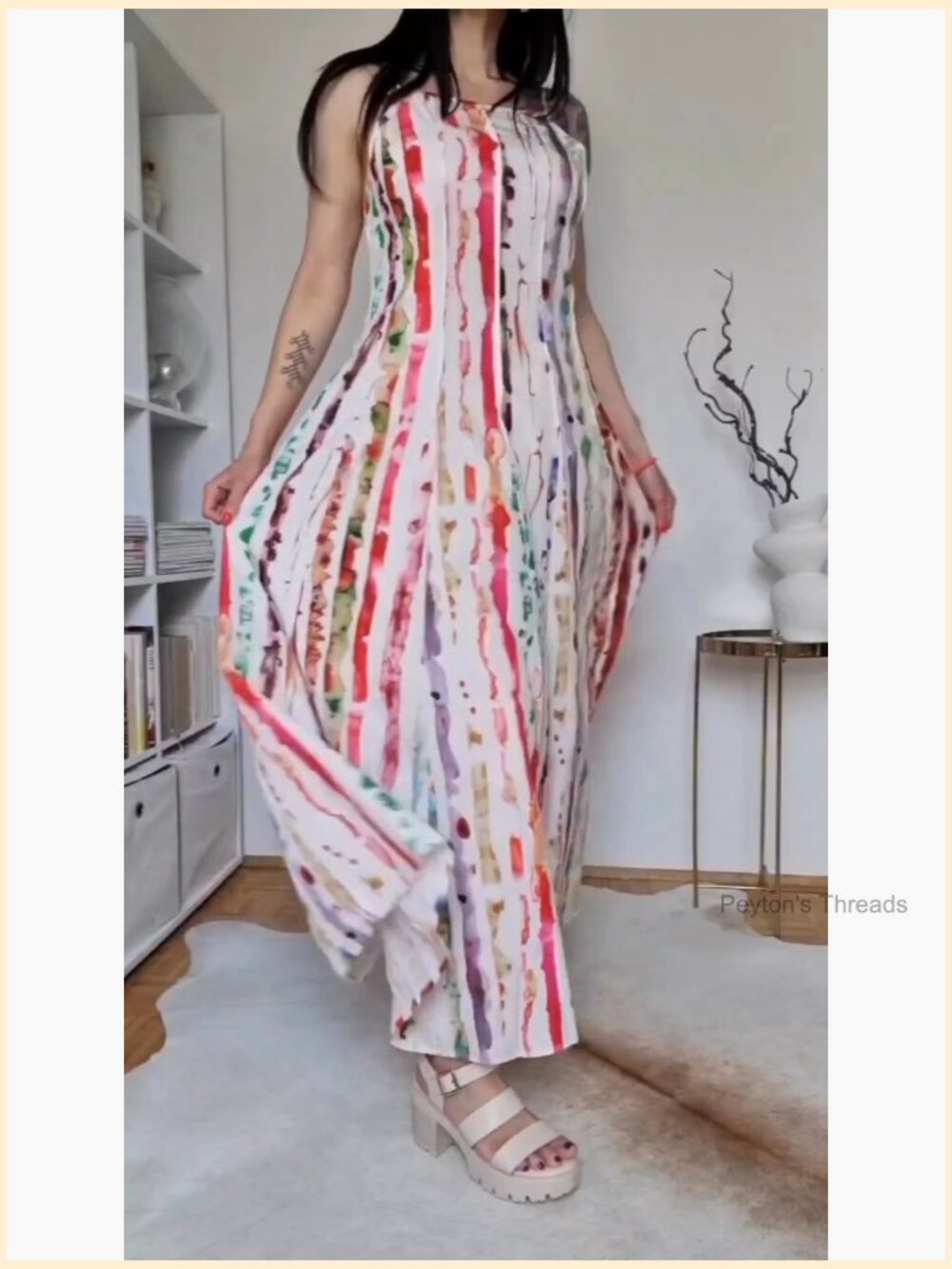 Off Shoulder A-Line Midi Dress with Ruffle Sleeve Pleated Sundress - Picture 5 of 5